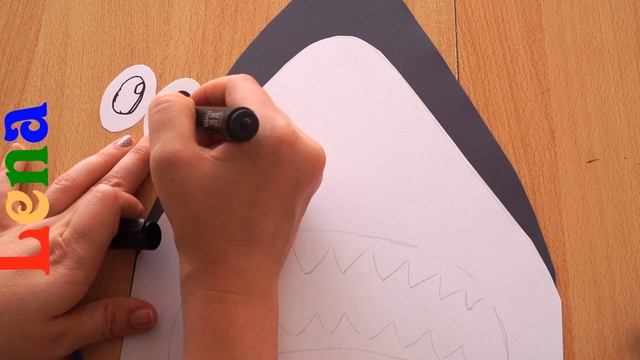 Hai Maske Basteln Mit Lena ? How To Make Shark Mask ? как сделать маску акулы из бумаги