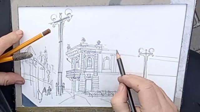 Городская зарисовка Карандаш Пленэр 14.02.2023 UrbanSketching Pencil Real Time Drawing And Study