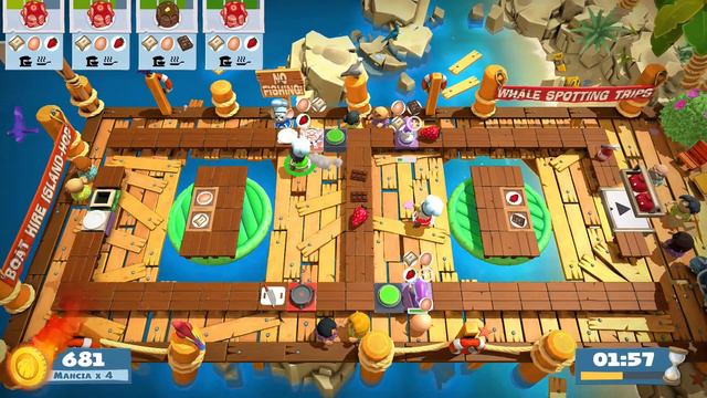 Overcooked 2. Surf 'n' Turf 3-3 | 3 players online coop 4 stars | Score: 1521 смотреть онлайн