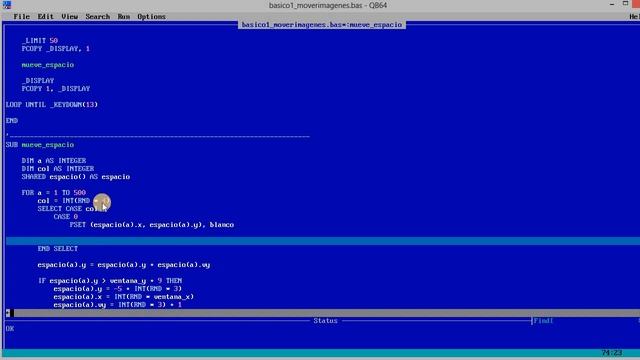Curso QB64 Basico(17) Mover Imagenes Y Fondo Espacial