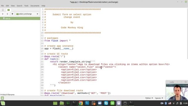 Helping my subscriber to handle option select on change event to download files using Python & Flas смотреть онлайн
