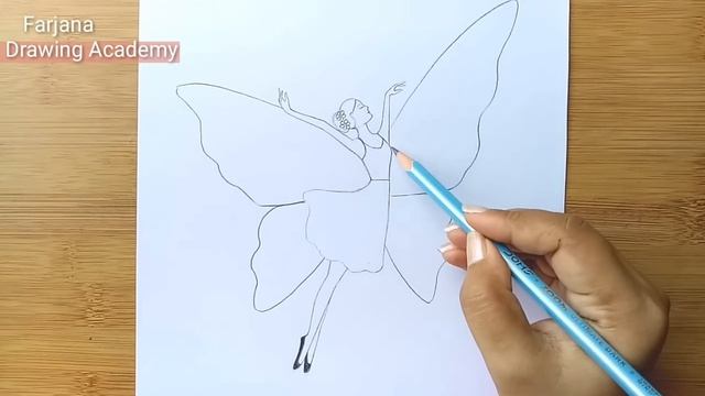 How to draw a Girl with Butterfly wings for beginners || Fairy Drawing - Pencil sketch || Art video смотреть онлайн