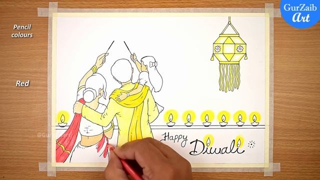 How to Draw happy Diwali Drawing / Indian festival Deepawali poster making / Diwali painting смотреть онлайн
