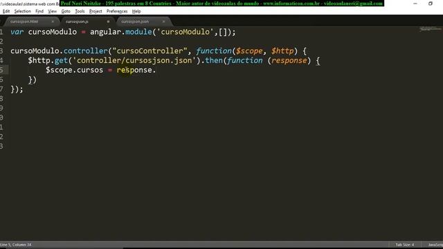 aula 6998 Sistema Web Front end AngularJS http get response lendo arquivo JSON смотреть онлайн