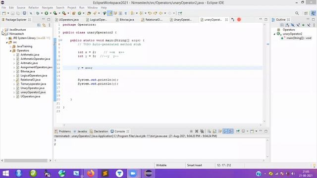 Unary Operator in java смотреть онлайн