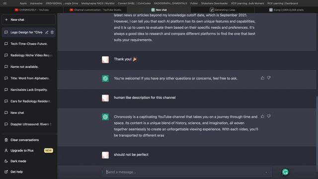 Use ChatGPT, DALL-E, LEAP AI (free) to make a cool logo & description for your channel #creators смотреть онлайн