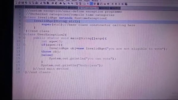 Customized exception class in java |lec-7| userdefine exception class | unchecked exception