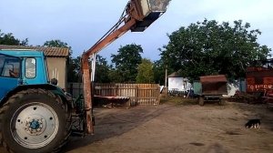 Погрузчик на заднюю навеску мтз,примерка ковша