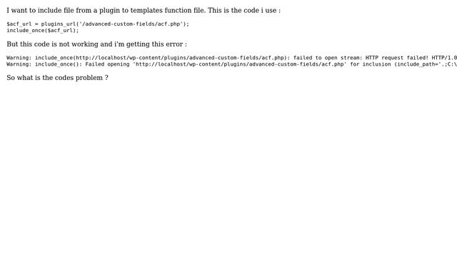 Wordpress: Can not include file from plugin into theme смотреть онлайн