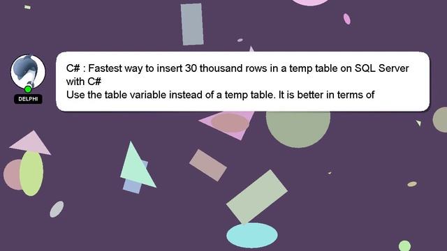 C# : Fastest way to insert 30 thousand rows in a temp table on SQL Server with C# смотреть онлайн