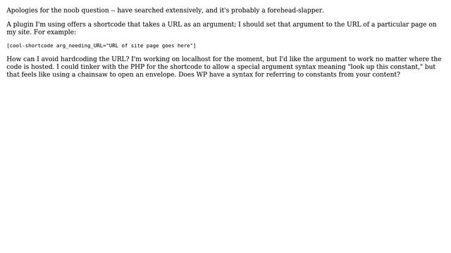 Wordpress: Referring to site URL in shortcode argument смотреть онлайн