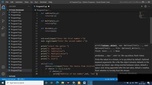 Python Program to Make a Simple Calculator using functions смотреть онлайн