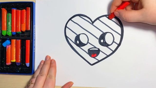 Как нарисовать сердце - рисование для детей. Кавайный рисунки (kawaii) смотреть онлайн