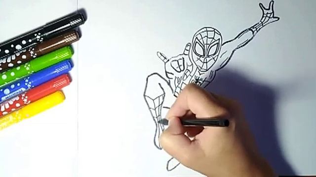 Spider-Man. Рисуем Человека-Паука. Раскраска. смотреть онлайн