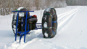 Самодельный пневмоход с мотором от бензокосы. Бурлак.