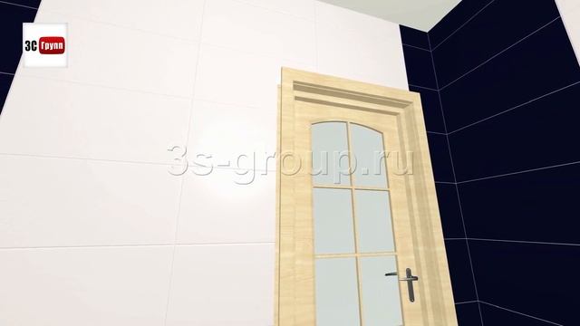 Плитка Stella Blu от Kerlife в интерьере ванной | 3D-раскладка смотреть онлайн