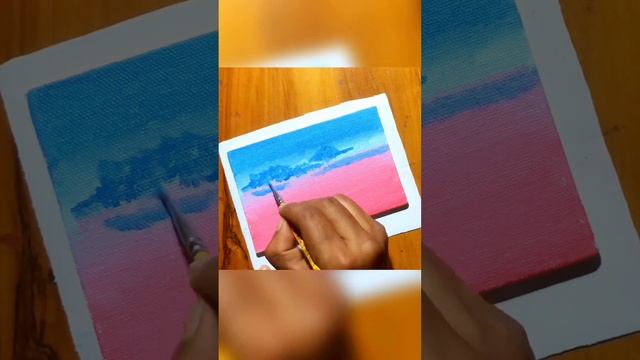 Sunset landscape painting tutorial/acrylic painting for beginner tutorial/acrylic painting tutorial смотреть онлайн