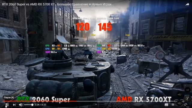 RTX 2060 Super vs AMD RX 5700 XT смотреть онлайн