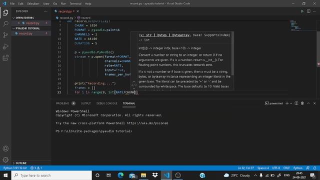 Record audio using pyaudio || Pyaudio смотреть онлайн