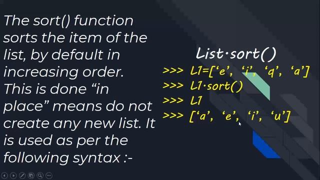 List methods in python | List sorting | sorting a list in python | List sorting in python | sort() смотреть онлайн