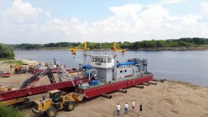 Спуск на воду земснаряда «Муром». Электрический земснаряд 3800-65