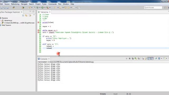 WHILE LOOPS IN PYTHON – Aptana Studio 3 Turkish Video Tutorial смотреть онлайн