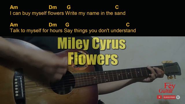 Miley Cyrus - Flowers Guitar Chords cover смотреть онлайн