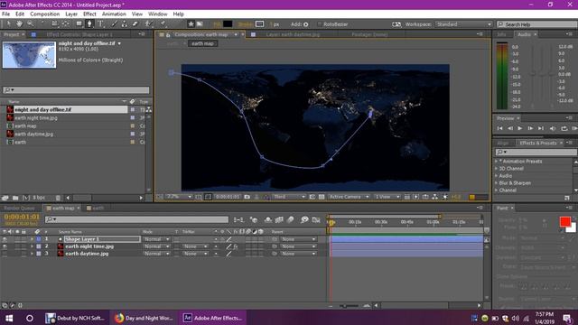 Day and Night Flat Globe Map Projected to a Sphere смотреть онлайн