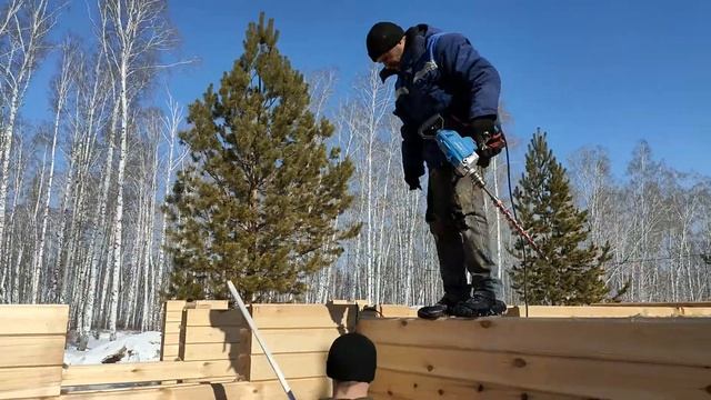 Скрытая проводка в деревянном доме ! Строим дом из профилированного бруса ! смотреть онлайн