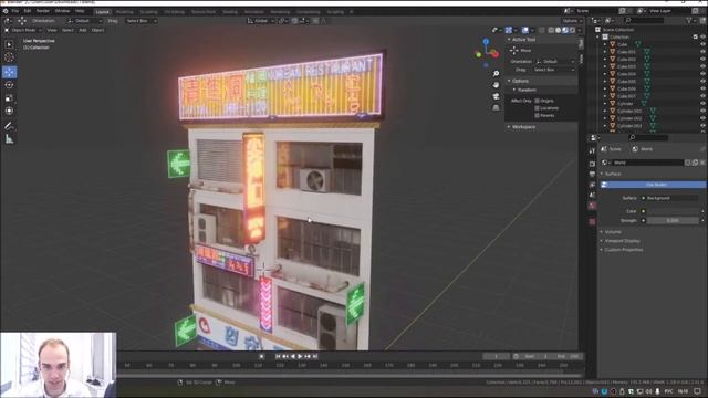 4 часть. 3D-моделирование low-poly сцены в Blender в стиле Cyberpunk 2077. смотреть онлайн