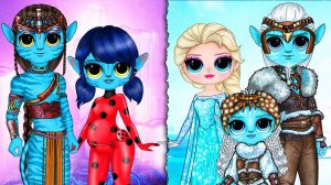 Аватар 2: Семья Леди Баг и Супер-кота  vs Семья Эльзы - Бумажные Куклы и Сюрпризы