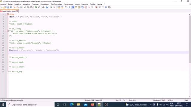 PHP Básico Aula 32 - Funções para Arrays смотреть онлайн