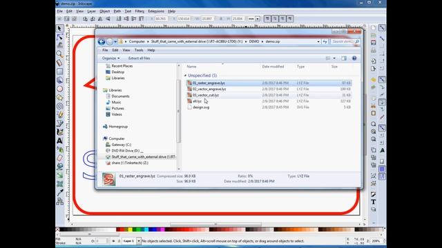Engrave and Cut with LaserDRW Inkscape Extension смотреть онлайн