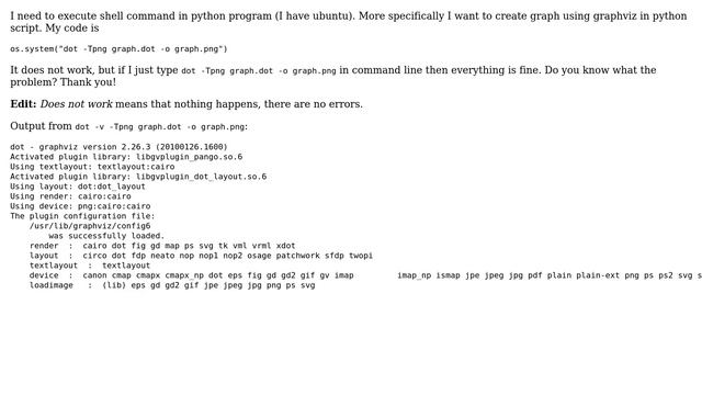 Ubuntu: python: os.system does not execute shell comand смотреть онлайн
