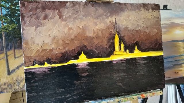 ИНТЕРЬЕРНАЯ КАРТИНА МАСТИХИНОМ. Поэтапное видео. Живопись маслом. Мастер класс для начинающих. смотреть онлайн