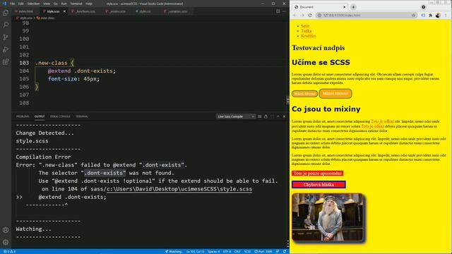 34. SCSS a Sass - Dědění: extend pro neexistující classu смотреть онлайн