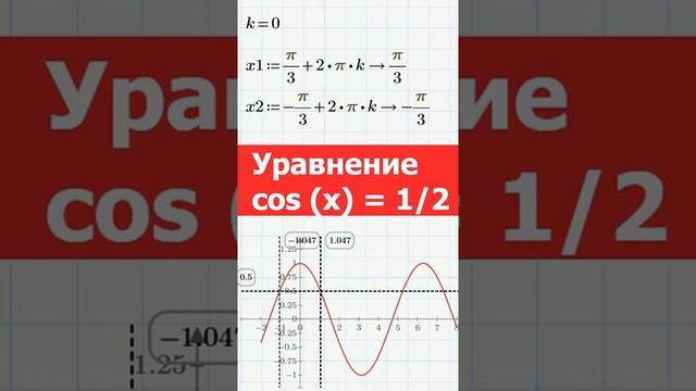 К10 Графическое решение уравнения cos x = 1/2 смотреть онлайн