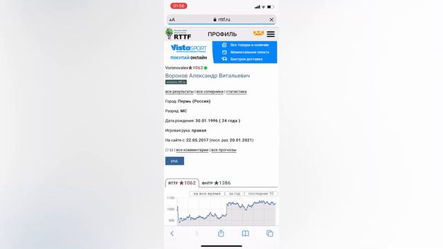 Как добавить “ID телеграм” в профиль тренера на сайте RTTF.ru смотреть онлайн
