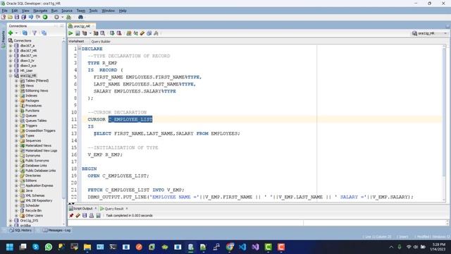 PL/SQL - Explicit Cursor Use in anonymous block in Oracle Database смотреть онлайн