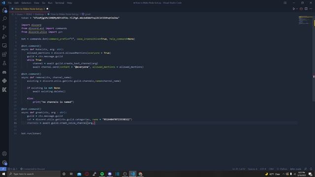how to make a discord nuke bot with python Part 2 creating voice/remove channels and creating roles смотреть онлайн
