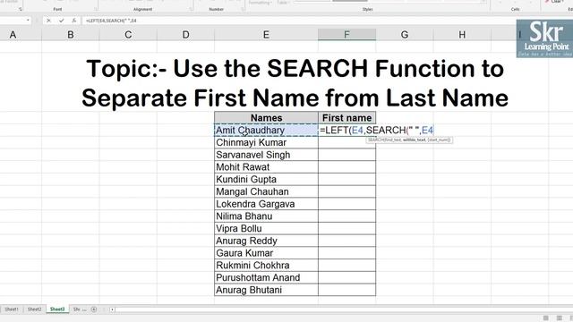 Excel in Hindi - How to use SEARCH & LEFT function #SkrLearningPoint смотреть онлайн