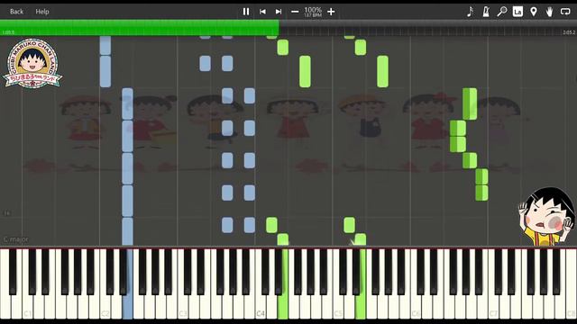 Chibi Maruko Chan - Odoru Ponpokorin PIANO DUET (Synthesia Piano) смотреть онлайн