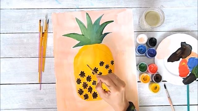 Как нарисовать ананас. Видео-урок для детей от 6 лет смотреть онлайн
