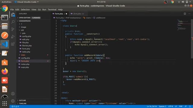 Insert Data into Database in OOP PHP with MySQLi Part # 2 | CRUD OOP PHP and Mysqli in Hindi смотреть онлайн