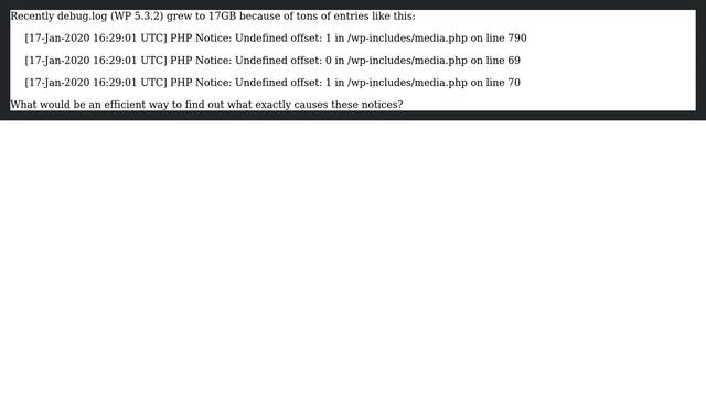 Wordpress: Huge debug.log because of "undefined offset in media.php" смотреть онлайн