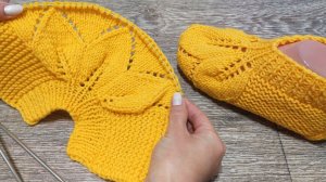 СЛЕДКИ БЕЗ ШВА НА ПОДОШВЕ ? С АЖУРНЫМ УЗОРОМ ЛИСТОЧЕК