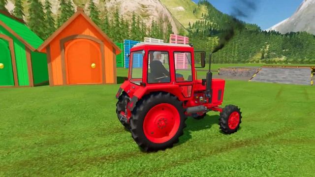 TRANSPORT TO COLOR GARAGE ! TRACTORS , FIRE DEPARTMENT , LOADER , POLICE CARS ! Farming Simulator 2 смотреть онлайн