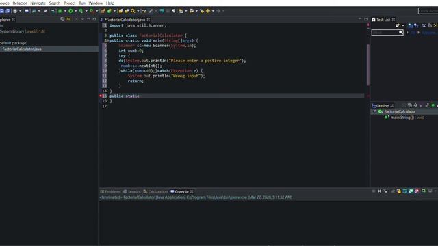 Java Factorial Calculator program(recursive implementation). смотреть онлайн