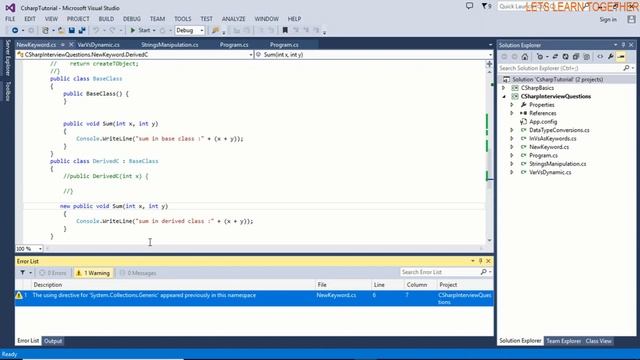 Use of new Keywords in C#?(c# interview questions) смотреть онлайн