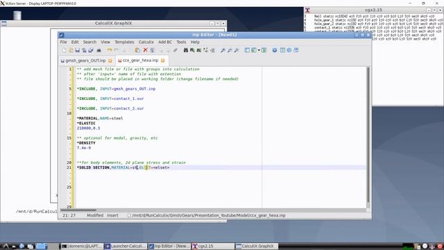 CalculiX/Gmsh/Python API - Non-linear Static Analysis - Contact Gears смотреть онлайн